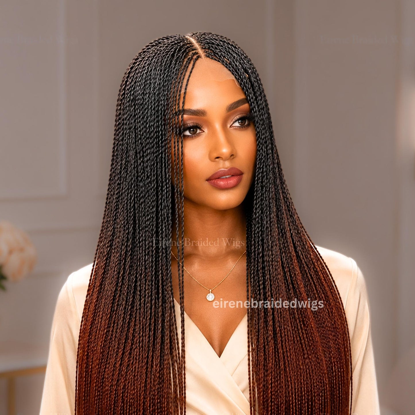 Braided Wigs for Black Women Micro Twist Braided Wig – Human Hair Lace Closure – 30 inch Lightweight Wig – product image 1