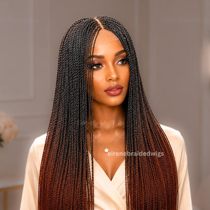 Braided Wigs for Black Women Micro Twist Braided Wig – Human Hair Lace Closure – 30 inch Lightweight Wig – product image 1