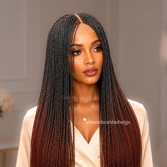Braided Wigs for Black Women Micro Twist Braided Wig – Human Hair Lace Closure – 30 inch Lightweight Wig – product image 1