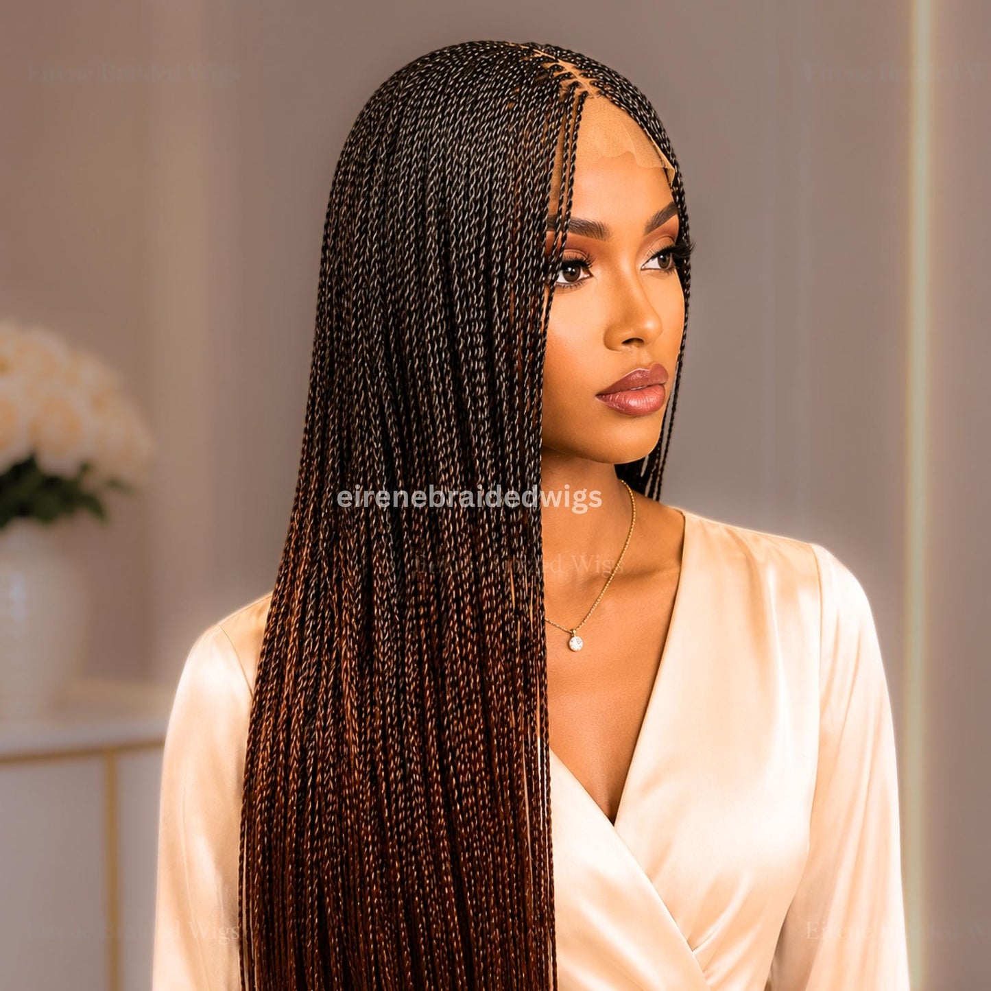 Braided Wigs for Black Women Micro Twist Braided Wig – Human Hair Lace Closure – 30 inch Lightweight Wig – product image 7