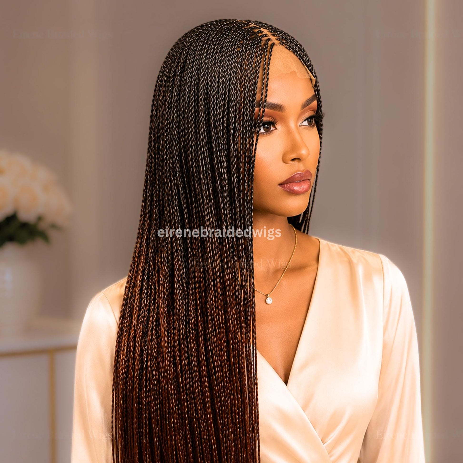 Braided Wigs for Black Women Micro Twist Braided Wig – Human Hair Lace Closure – 30 inch Lightweight Wig – product image 7