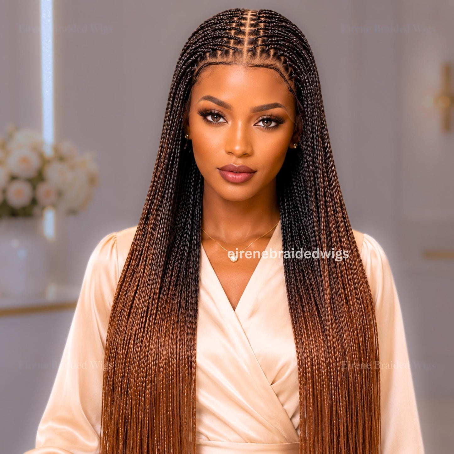 35in Silky Bone Straight Braid Wig – Lightweight Knotless African Braids – Braided Wigs for Black Women – product image 4