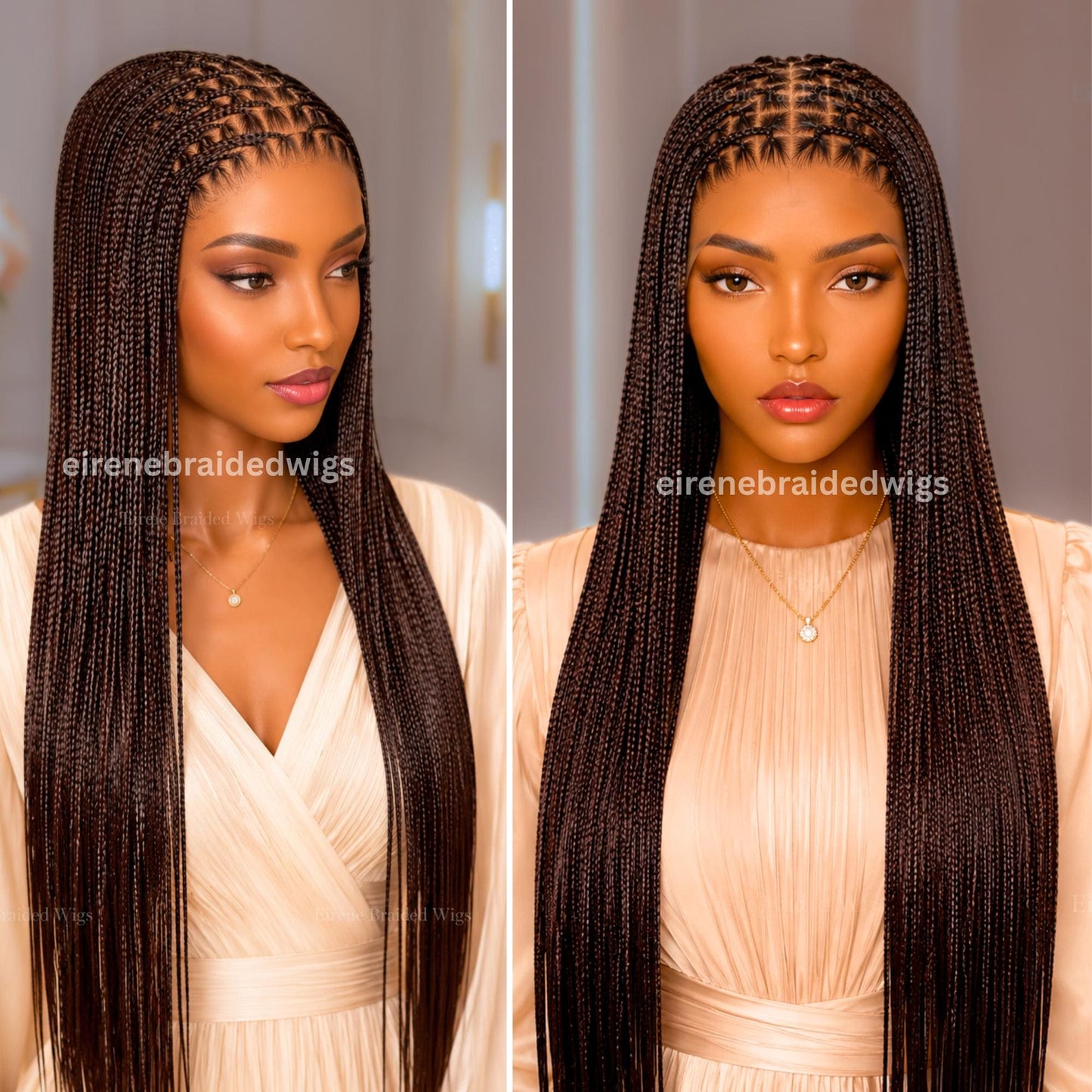 35in Silky Bone Straight Braid Wig – Lightweight Knotless African Braids – Braided Wigs for Black Women – product image 1