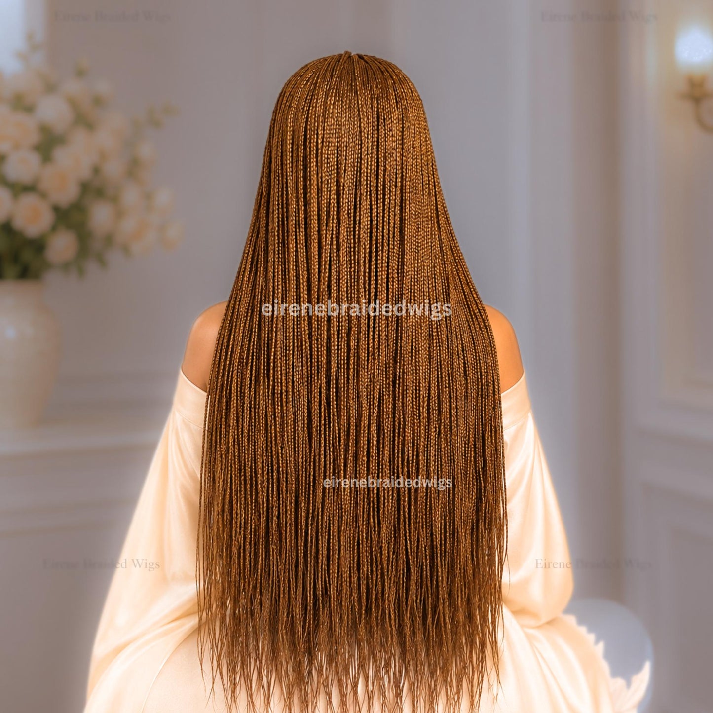 30in Box Braids Wig for Black Women – Gold Brown Long Single Box Braids Wig – product image 2