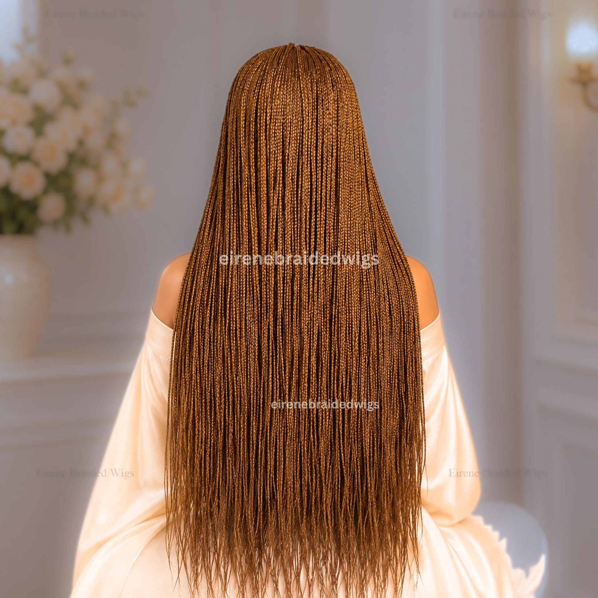 30in Box Braids Wig for Black Women – Gold Brown Long Single Box Braids Wig – product image 2