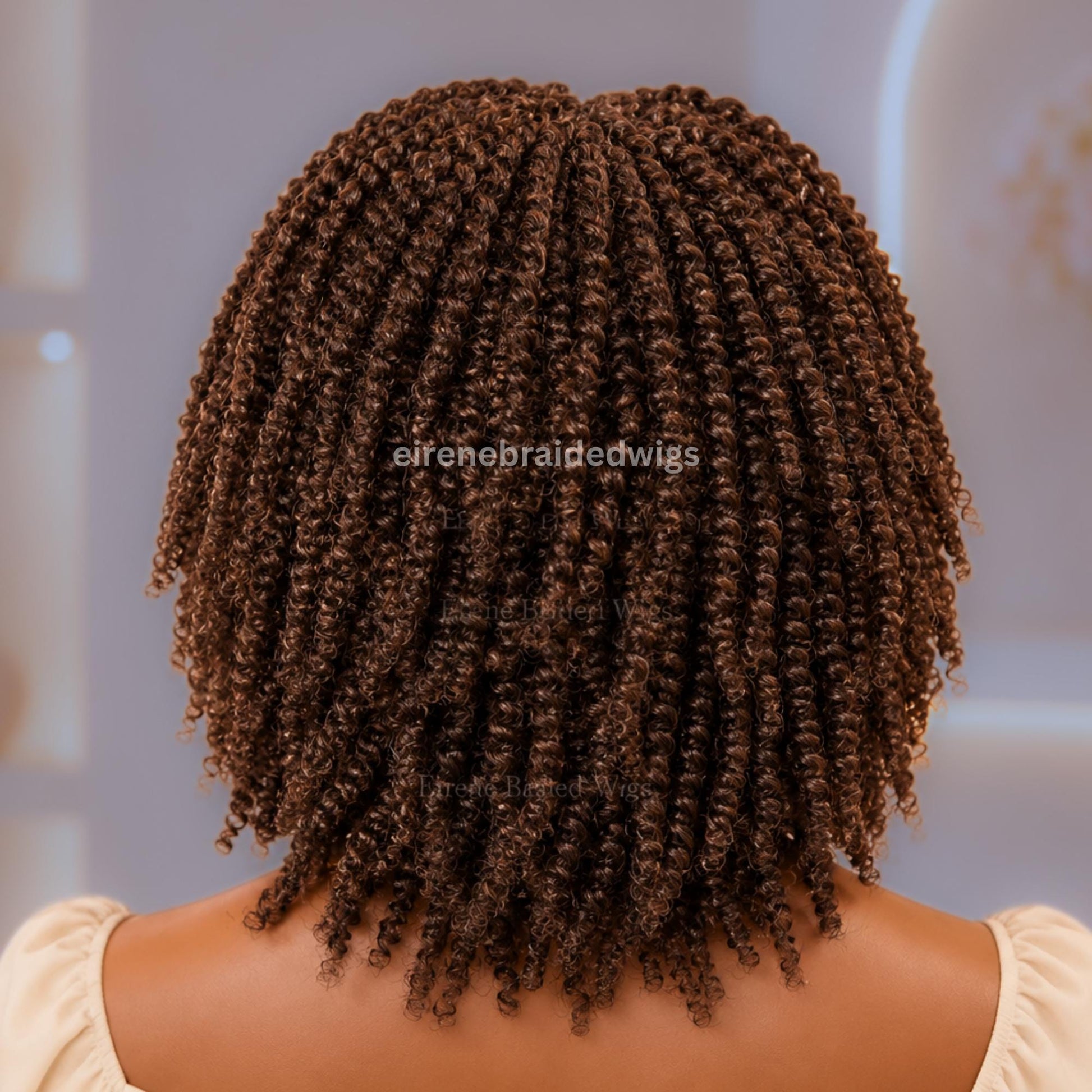 Brown Spring Twist Braided Wigs for Black Women – Light-weight Lace Closure Bob Wig – product image 5