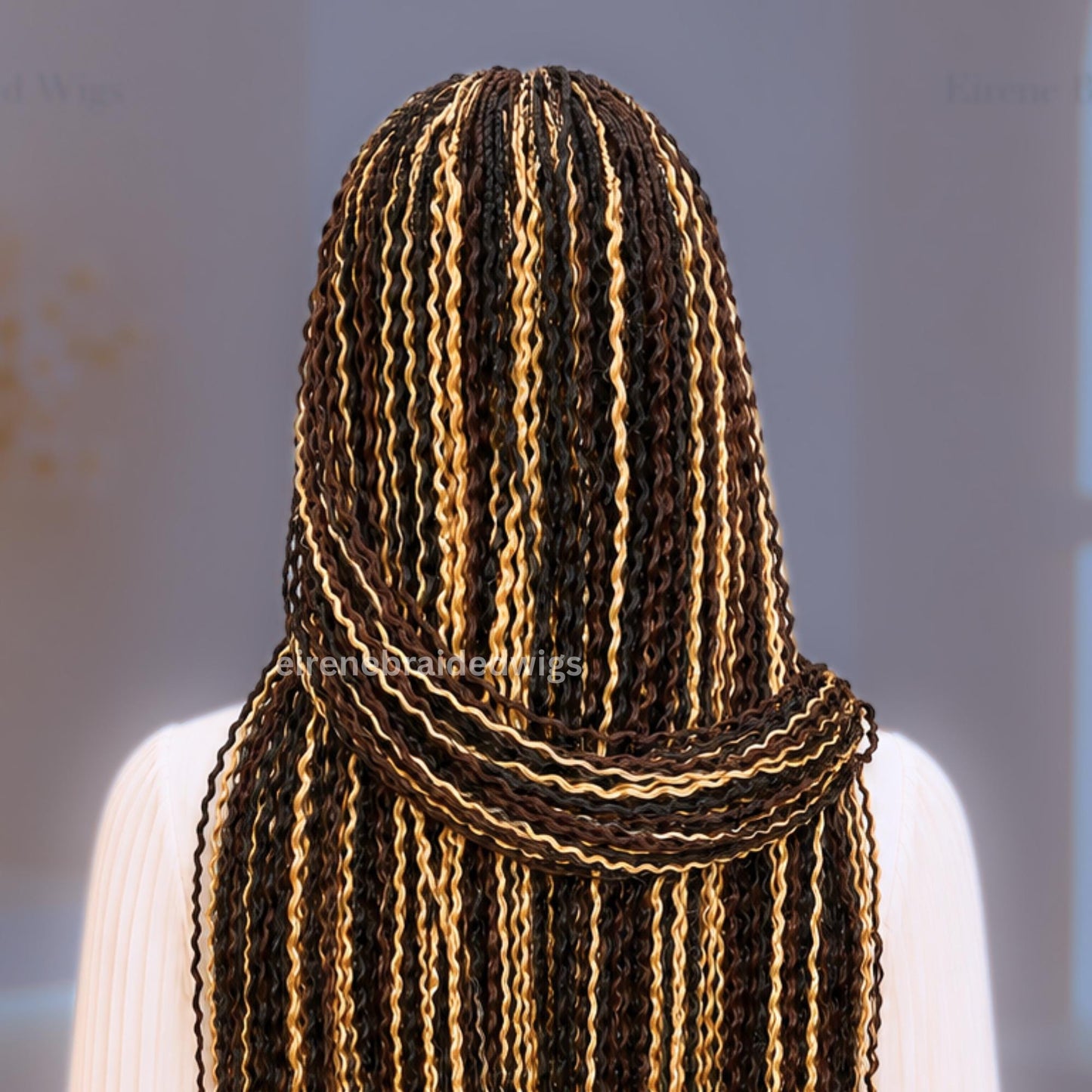 Braided Wigs for Black Women – Senegalese Twist Braided Wig – 30-Inch Lace Closure Green Brown Blonde Lightweight Wig – product image 3