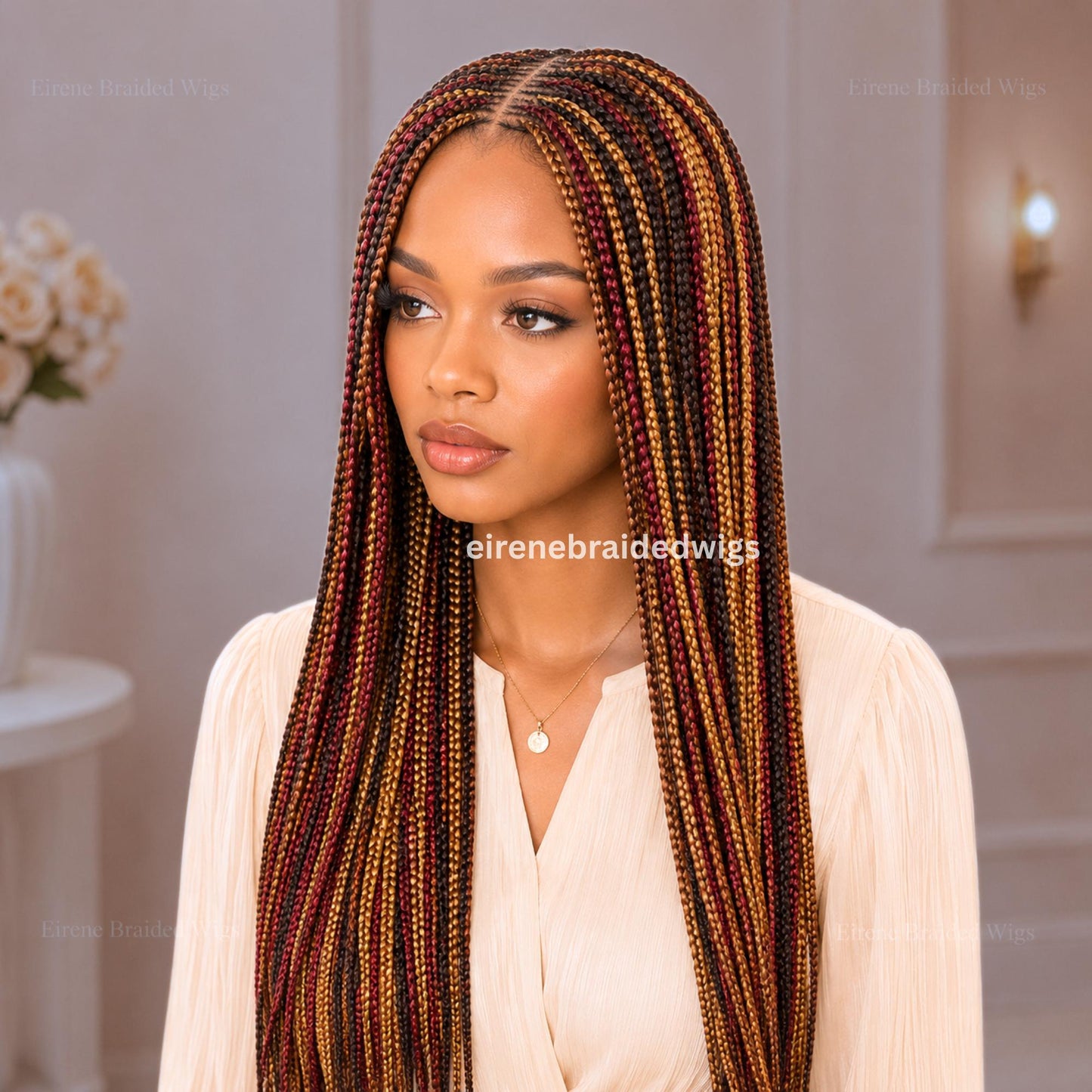 Braided Wigs for Black Women Cornrow Braided Wig – Glueless Lace Closure – Rainbow Tribal Braids – product image 4