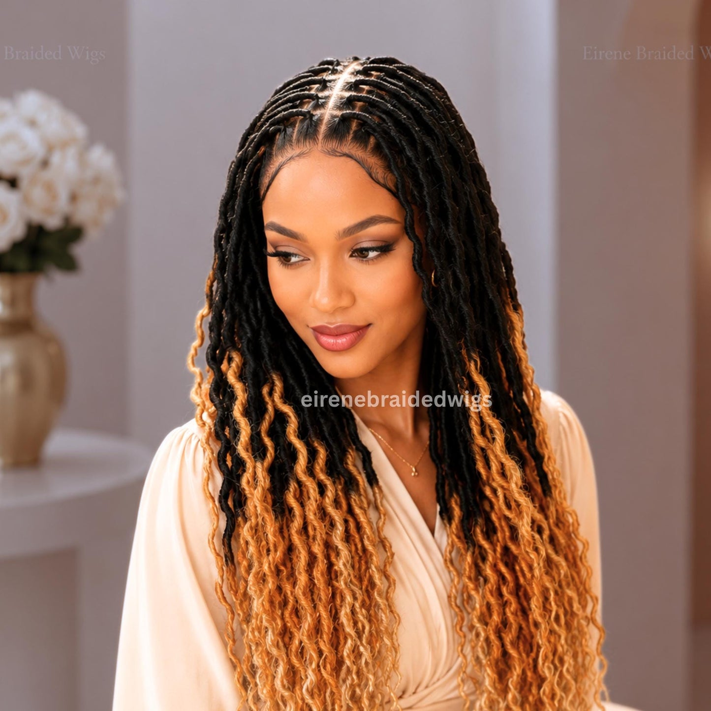 Braided Wigs for Black Women 30" Faux Locs Braid Wig – Full Lace – Boho Goddess Style – product image 3