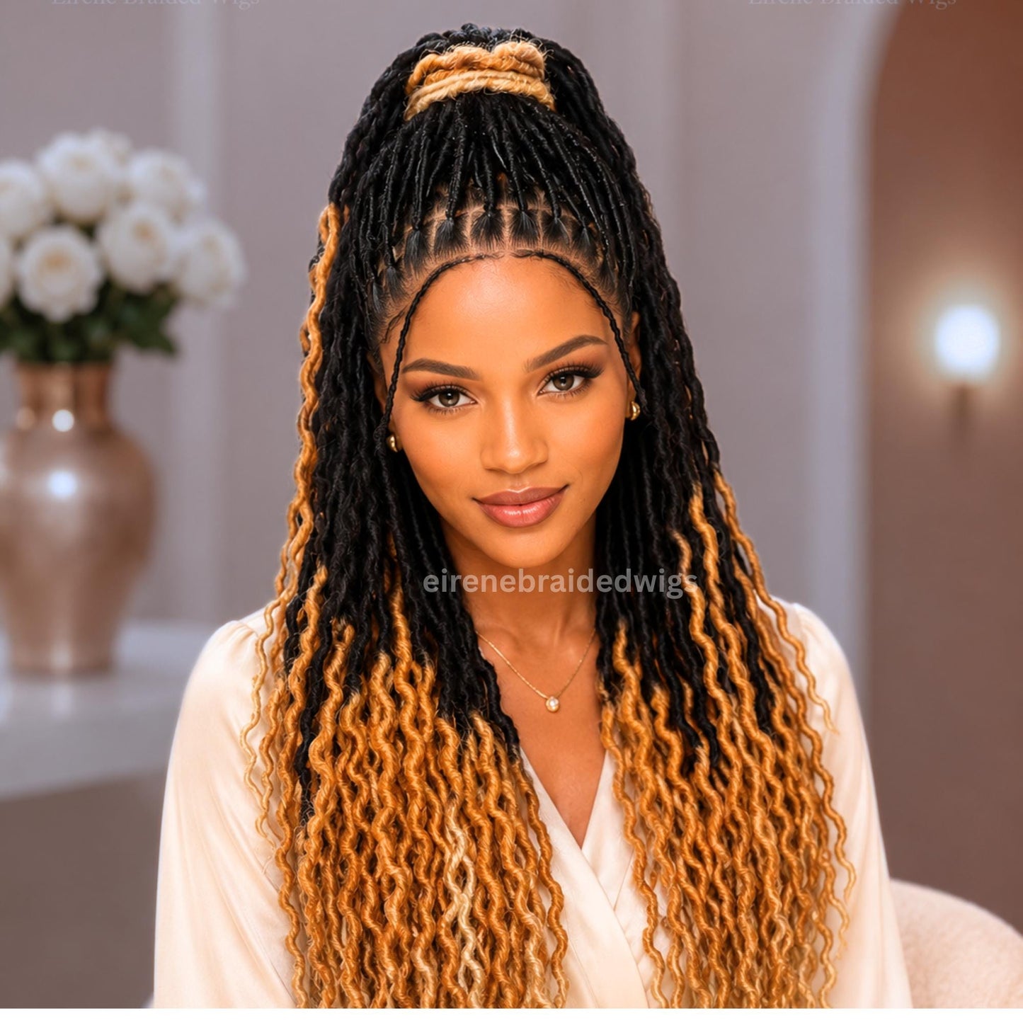 Braided Wigs for Black Women 30" Faux Locs Braid Wig – Full Lace – Boho Goddess Style – product image 1