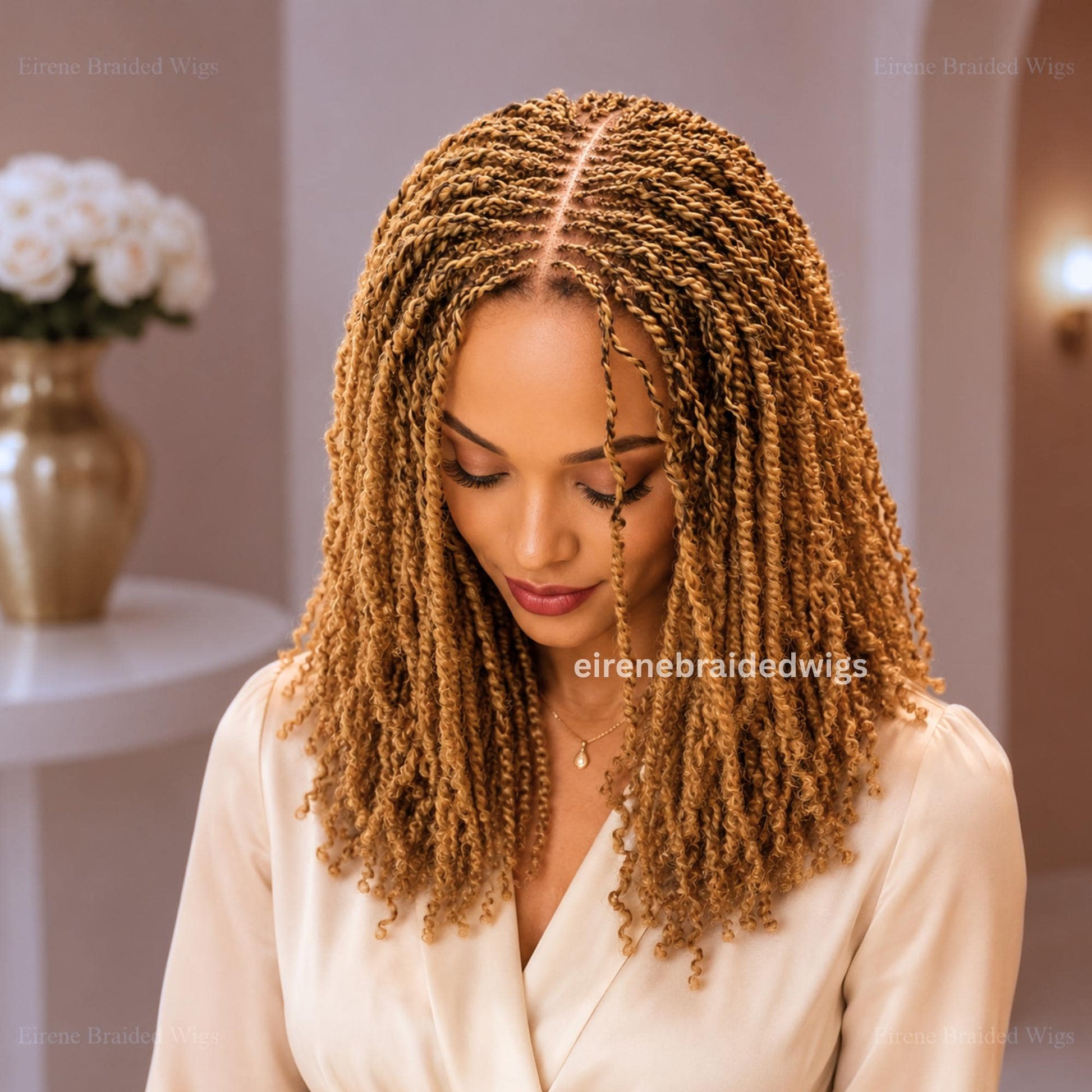 Spring Twist Braided Wigs for Black Women – Light-weight Lace Closure Bob Wig – product image 2