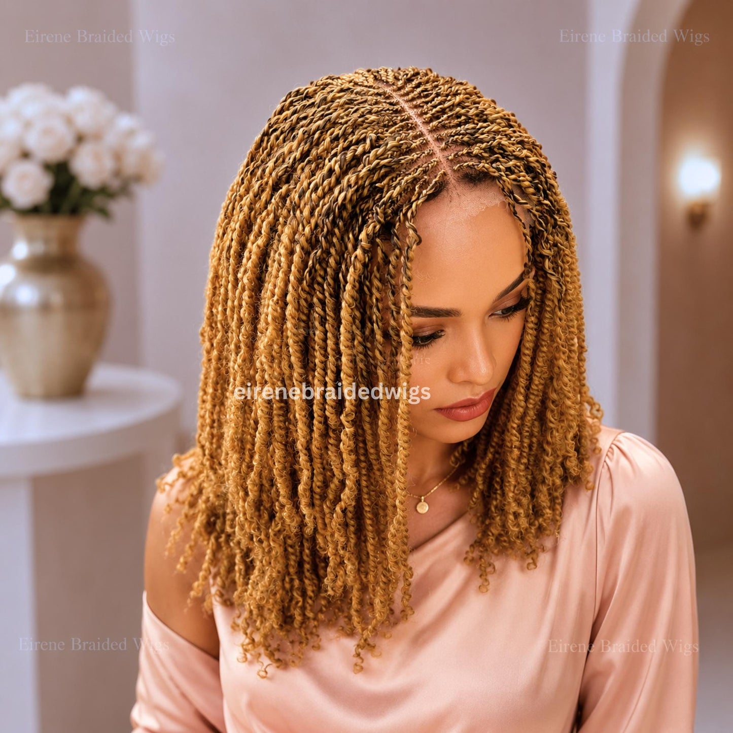 Spring Twist Braided Wigs for Black Women – Light-weight Lace Closure Bob Wig – product image 3