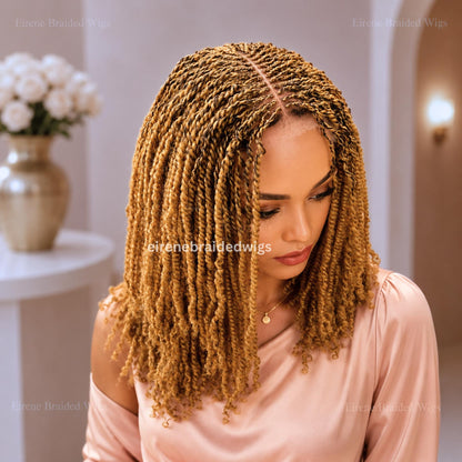 Spring Twist Braided Wigs for Black Women – Light-weight Lace Closure Bob Wig – product image 3