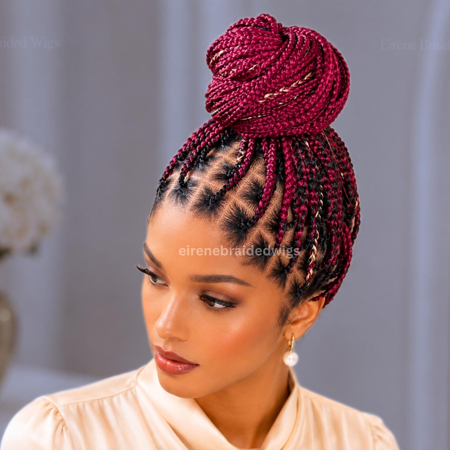 Braided Wigs for Black Women – Brown Blonde White Chunky Knotless Single Box Braids Wig – Full Lace Baby Hair 26in Jumbo Afro – product image 4