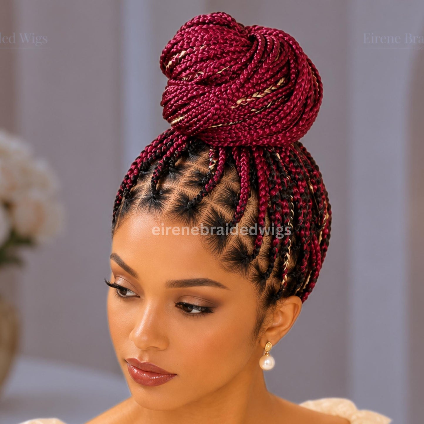 Braided Wigs for Black Women – Brown Blonde White Chunky Knotless Single Box Braids Wig – Full Lace Baby Hair 26in Jumbo Afro – product image 2
