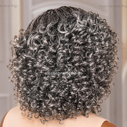 Braided Wigs for Black Women – 10 Inch Curly Salt and Pepper Single Box Braids Wig – Lightweight Lace Closure Wig – product image 2