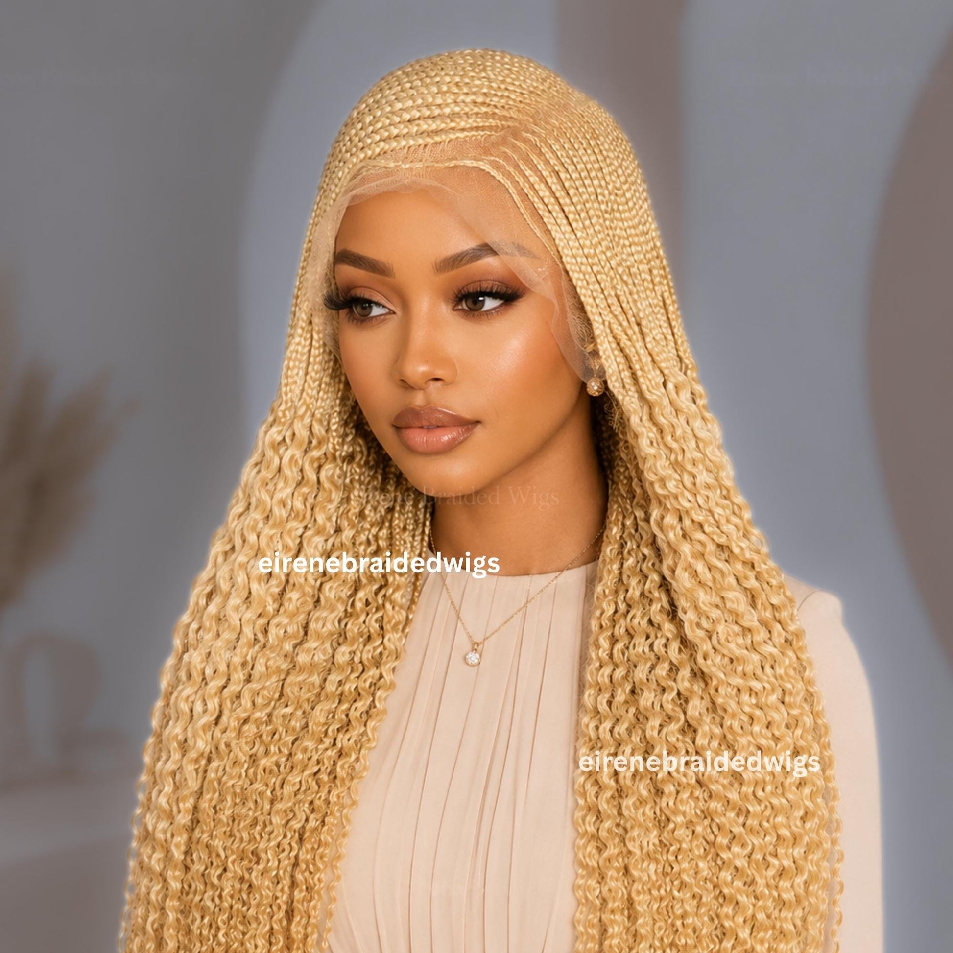 Braided Wigs for Black Women Fulani Braided Wig – Blonde Ghana Weave Crochet – Lace Frontal Human Hair – product image 1