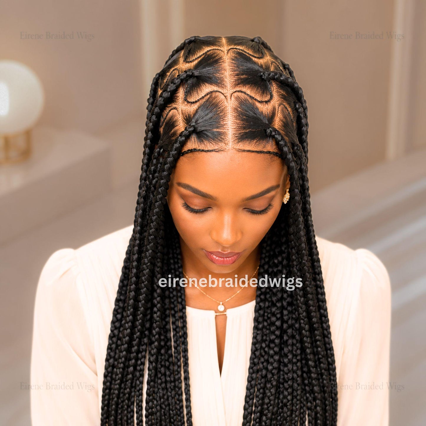 Braided Wigs for Black Women – Chunky Knotless Single Big Box Braided Wig – Full Lace – Baby Hair – 36in Jumbo Braids – product image 2