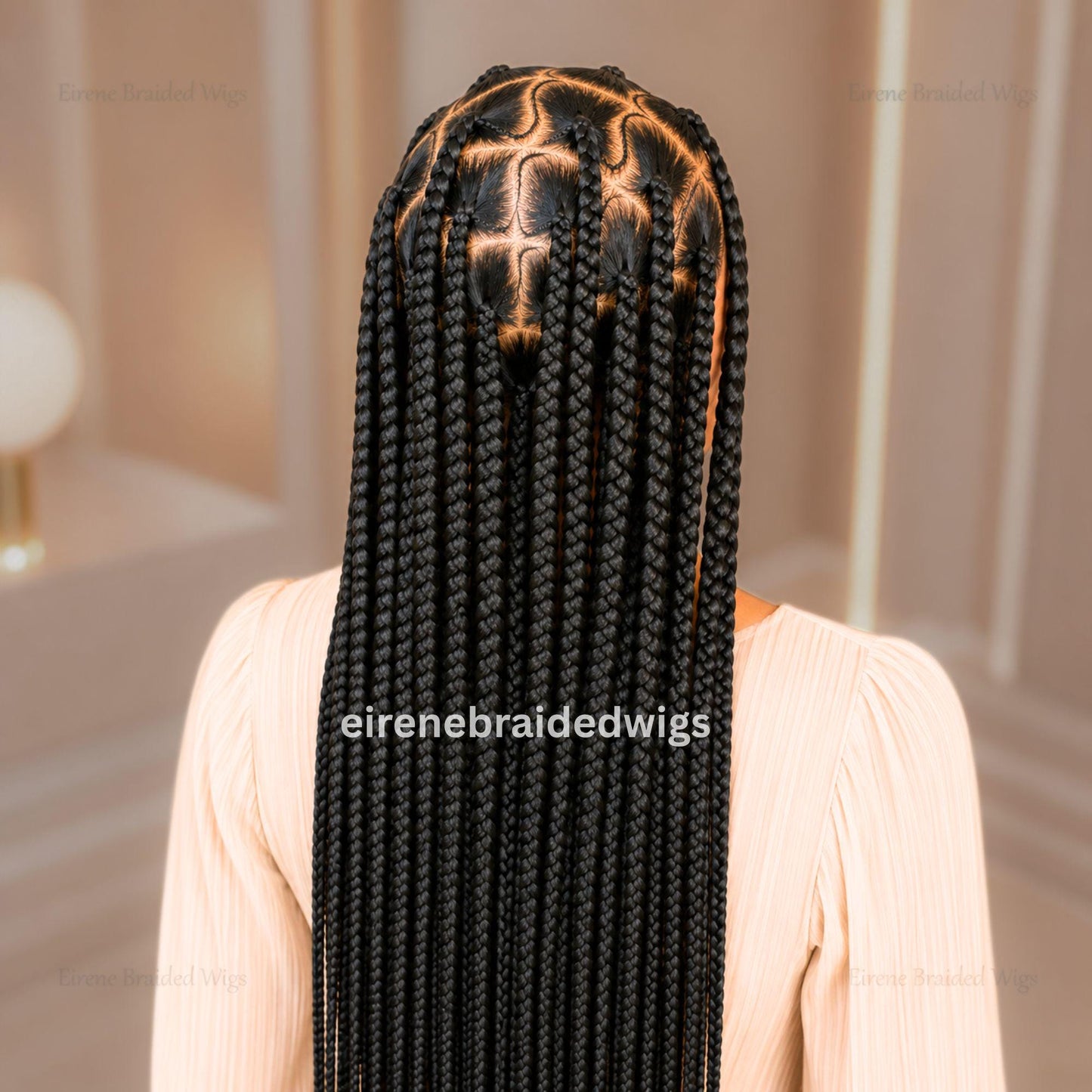 Braided Wigs for Black Women – Chunky Knotless Single Big Box Braided Wig – Full Lace – Baby Hair – 36in Jumbo Braids – product image 4