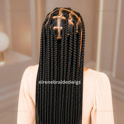 Braided Wigs for Black Women – Chunky Knotless Single Big Box Braided Wig – Full Lace – Baby Hair – 36in Jumbo Braids – product image 4