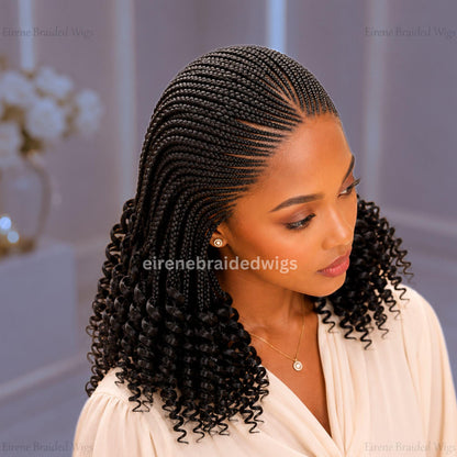 Curly Full Lace Braids Wig – Cornrow Wig – Baby Hair Lace Front Box Braided Wig – Human Hair Weave Wig – Passion Twist Micro Twist – product image 1