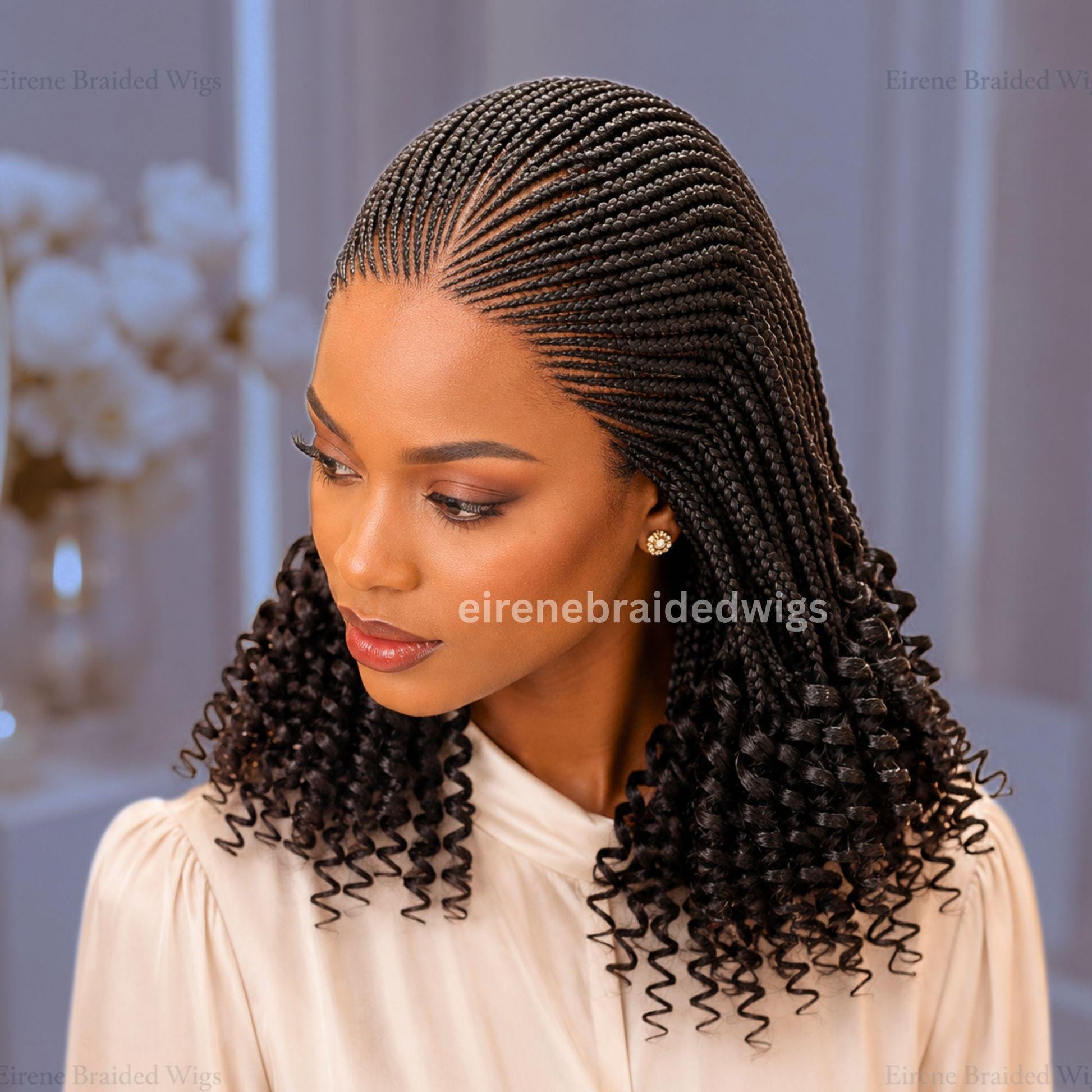 Curly Full Lace Braids Wig – Cornrow Wig – Baby Hair Lace Front Box Braided Wig – Human Hair Weave Wig – Passion Twist Micro Twist – product image 2
