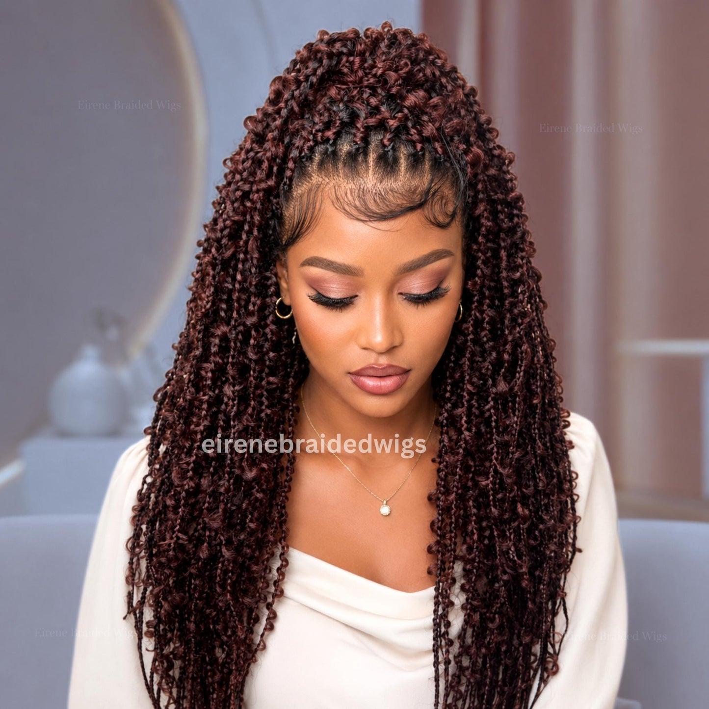 Braided Wigs for Black Women – 24" Distressed Locs Braid Wig – Full Lace – Boho Goddess Style – product image 1