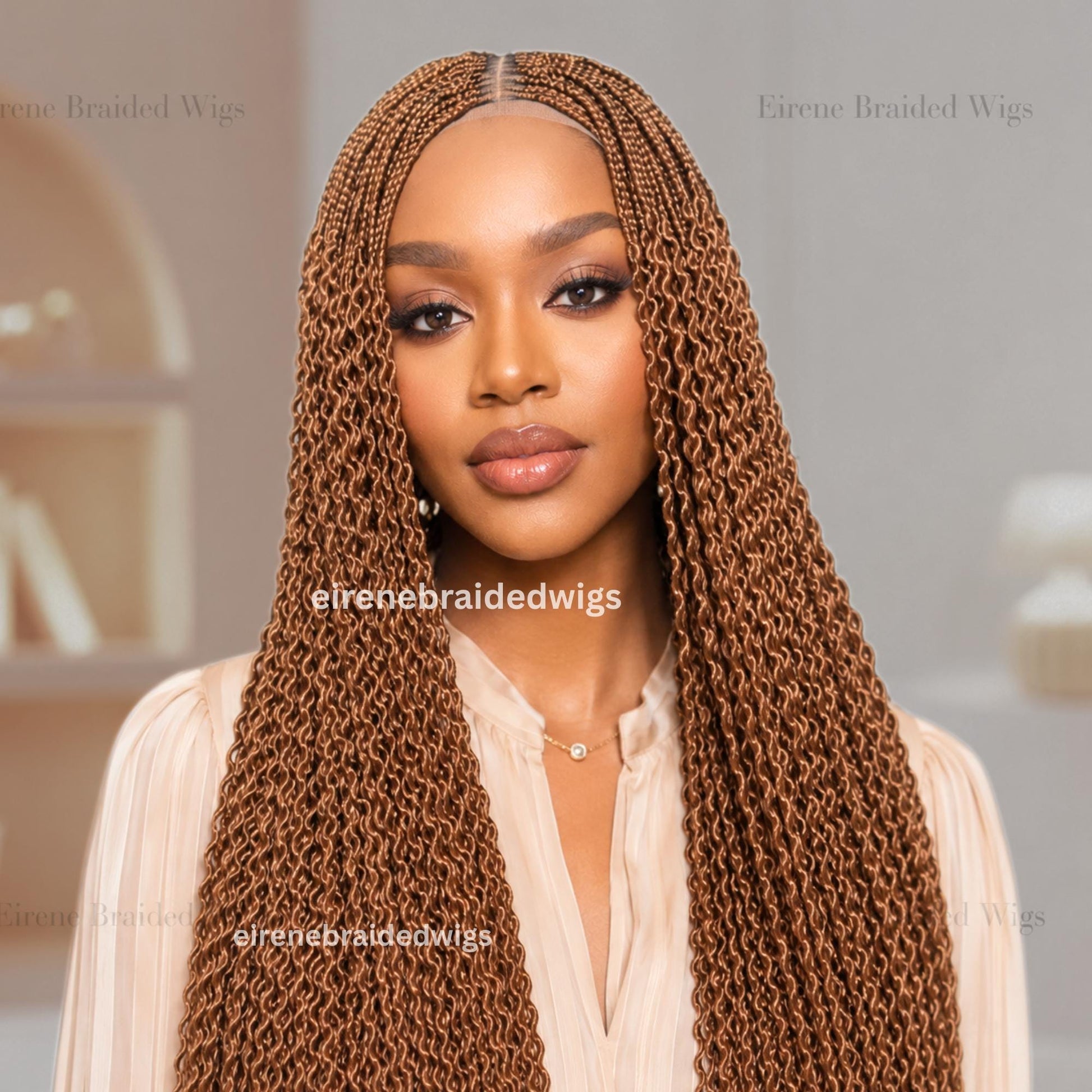 Braided Wigs for Black Women Handmade Crinky Twist Braid Wig – 30in Lace Closure – Black Brown Gold – product image 3
