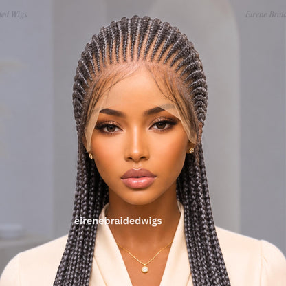 Salt and Pepper Braided Wigs for Black Women – 30" Cornrow Braid Wig – product image 5