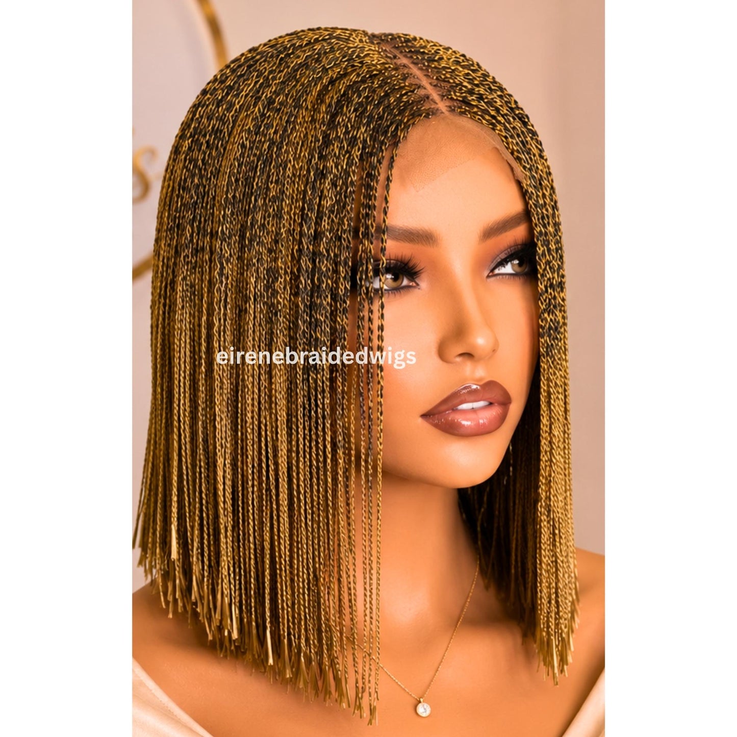 Braided Wigs for Black Women Short Bob Braided Micro Twist Wig – Human Hair Lace Closure – Red Black Purple – product image 4