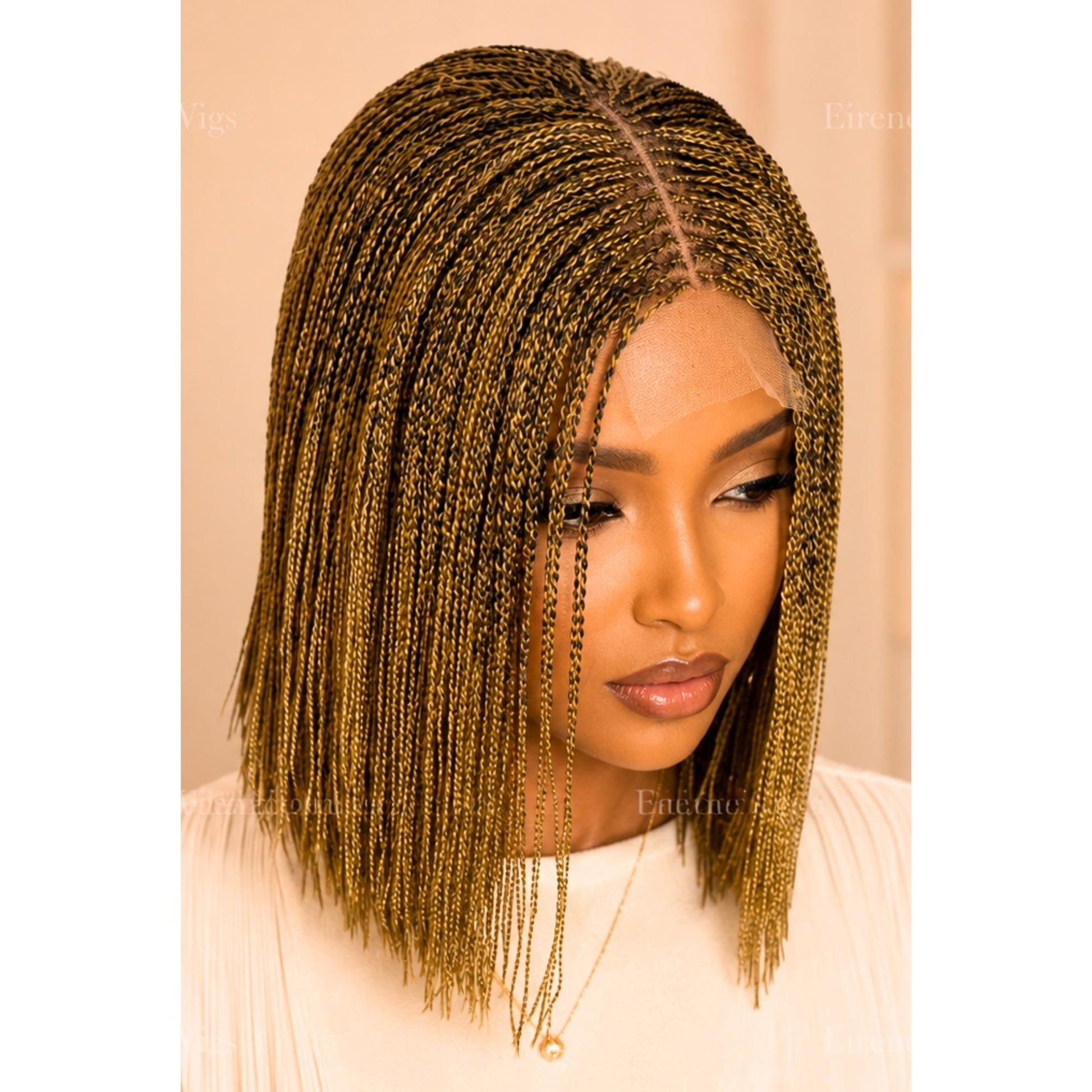 Braided Wigs for Black Women Short Bob Braided Micro Twist Wig – Human Hair Lace Closure – Red Black Purple – product image 7