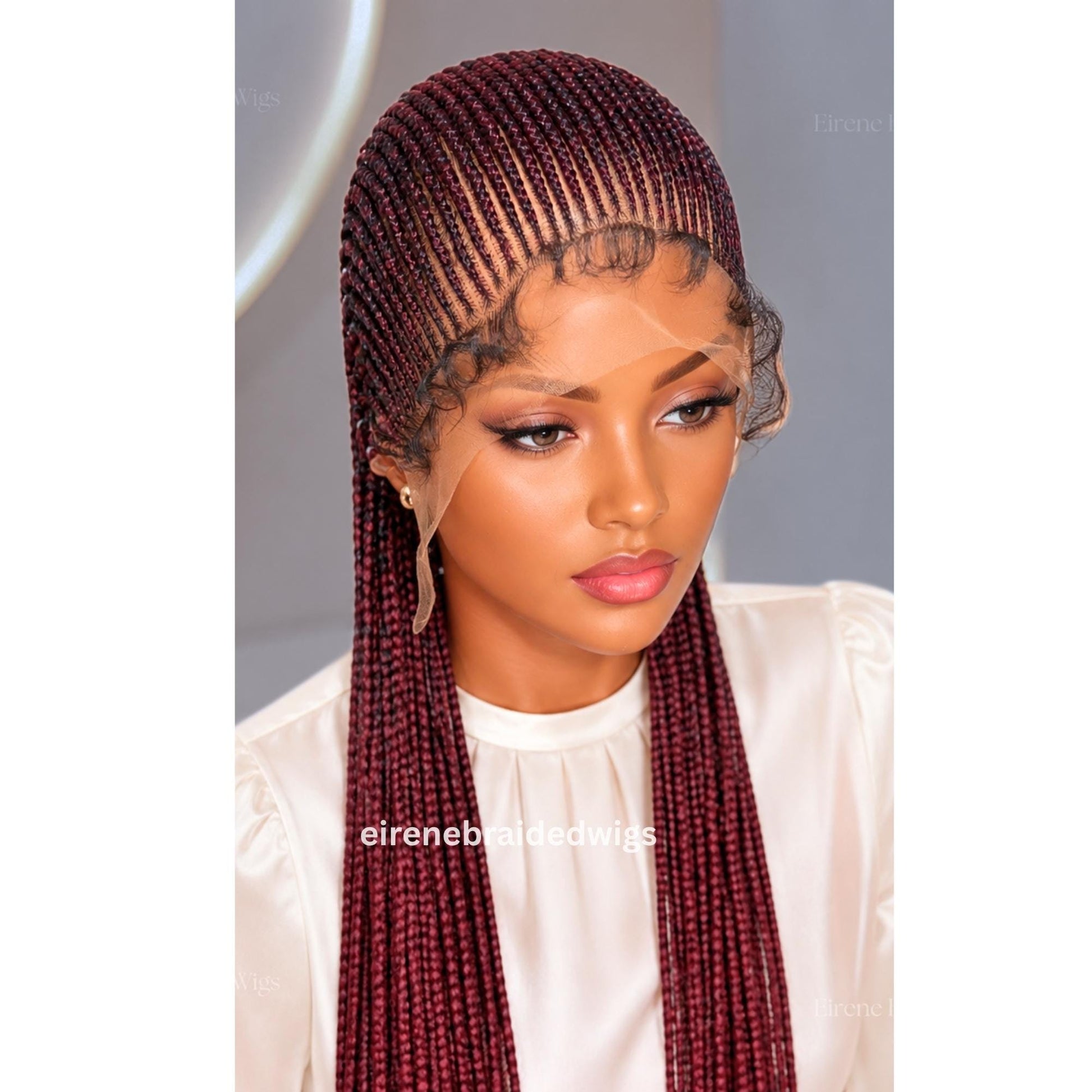 Salt and Pepper Braided Wigs for Black Women – 30" Cornrow Braid Wig – product image 4