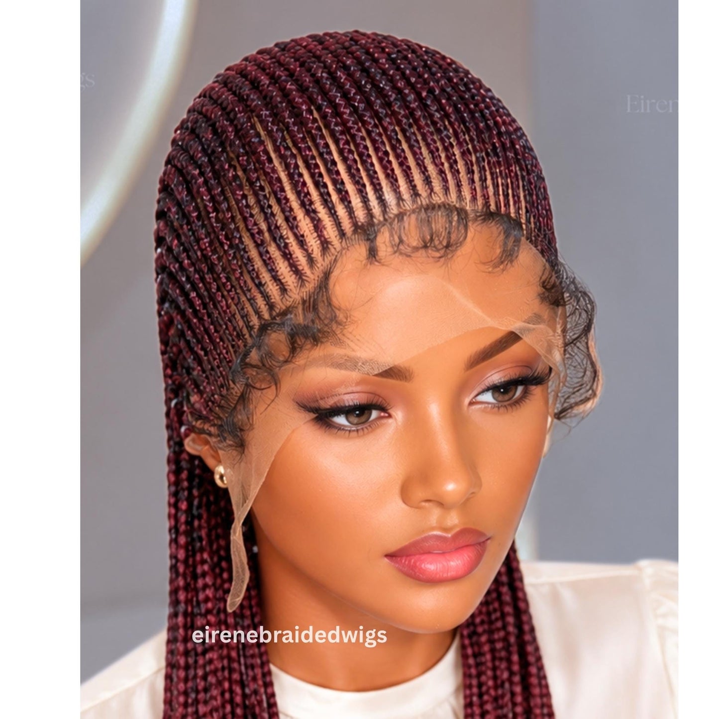 Salt and Pepper Braided Wigs for Black Women – 30" Cornrow Braid Wig – product image 5