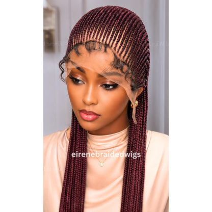 Salt and Pepper Braided Wigs for Black Women – 30" Cornrow Braid Wig – product image 1