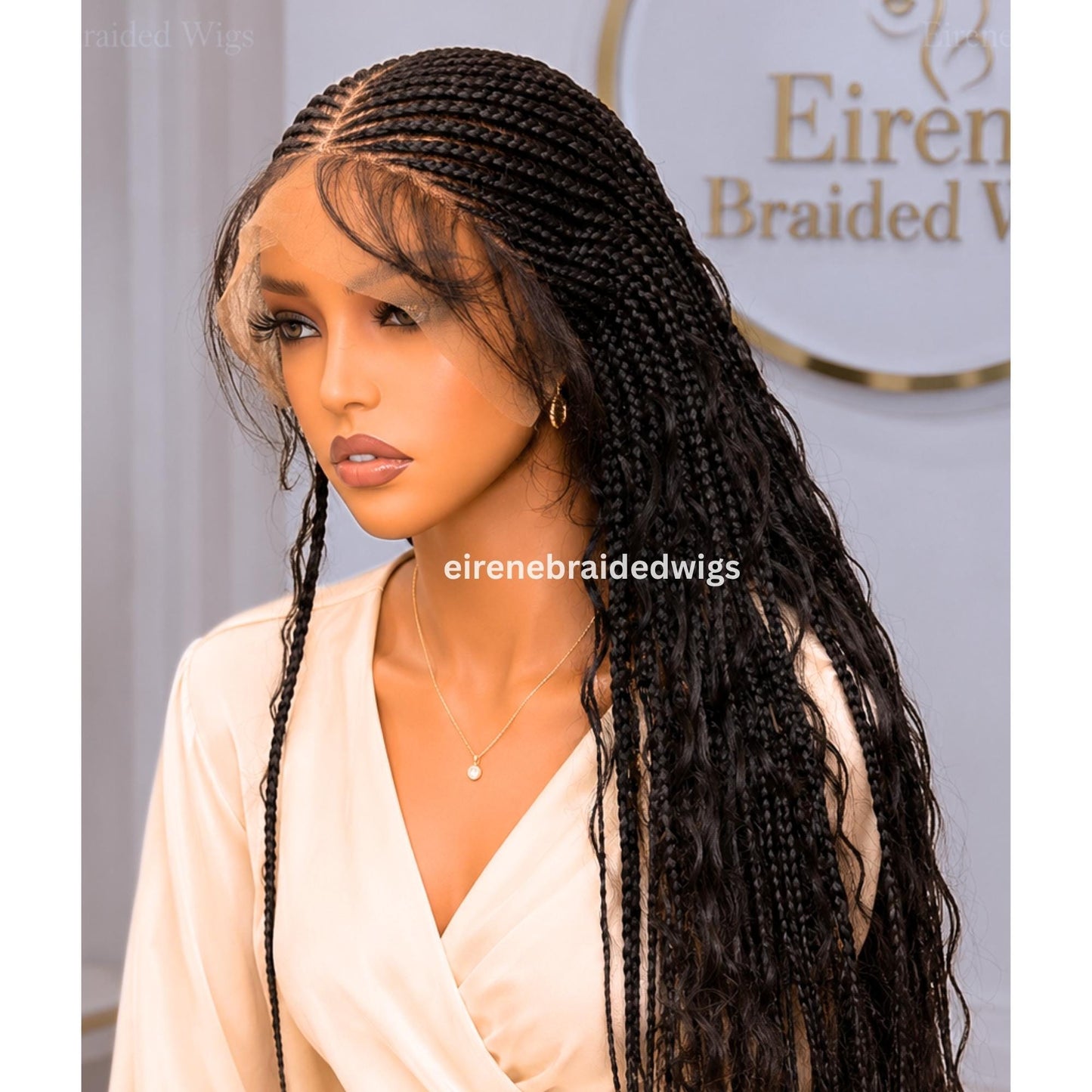 Curly Boho Braided Wigs for Black Women – 30-inch Full Lace Braids Wig – product image 3