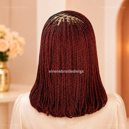 Braided Wigs for Black Women – C-Curve Short Bob Box Braids Wig – Side Parting Black Lace Frontal Wig – product image 4