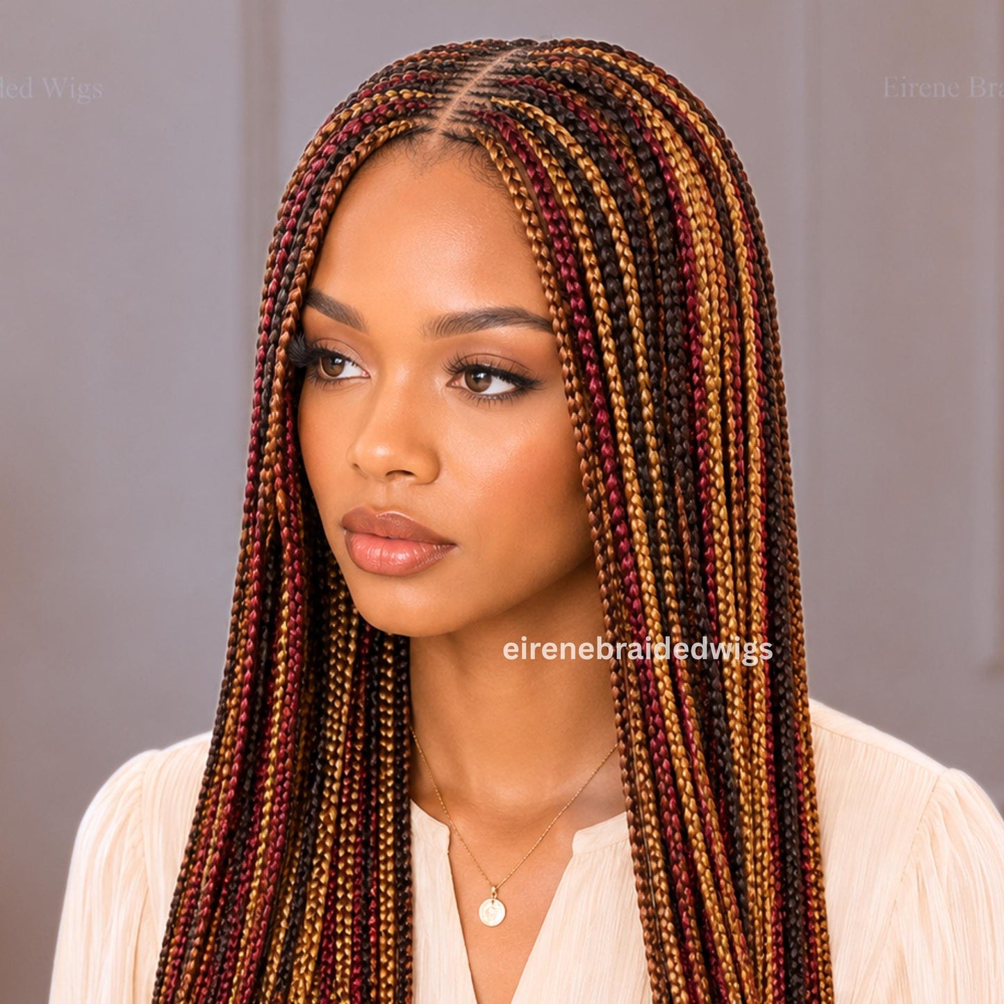 Braided Wigs for Black Women Cornrow Braided Wig – Glueless Lace Closure – Rainbow Tribal Braids – product image 1