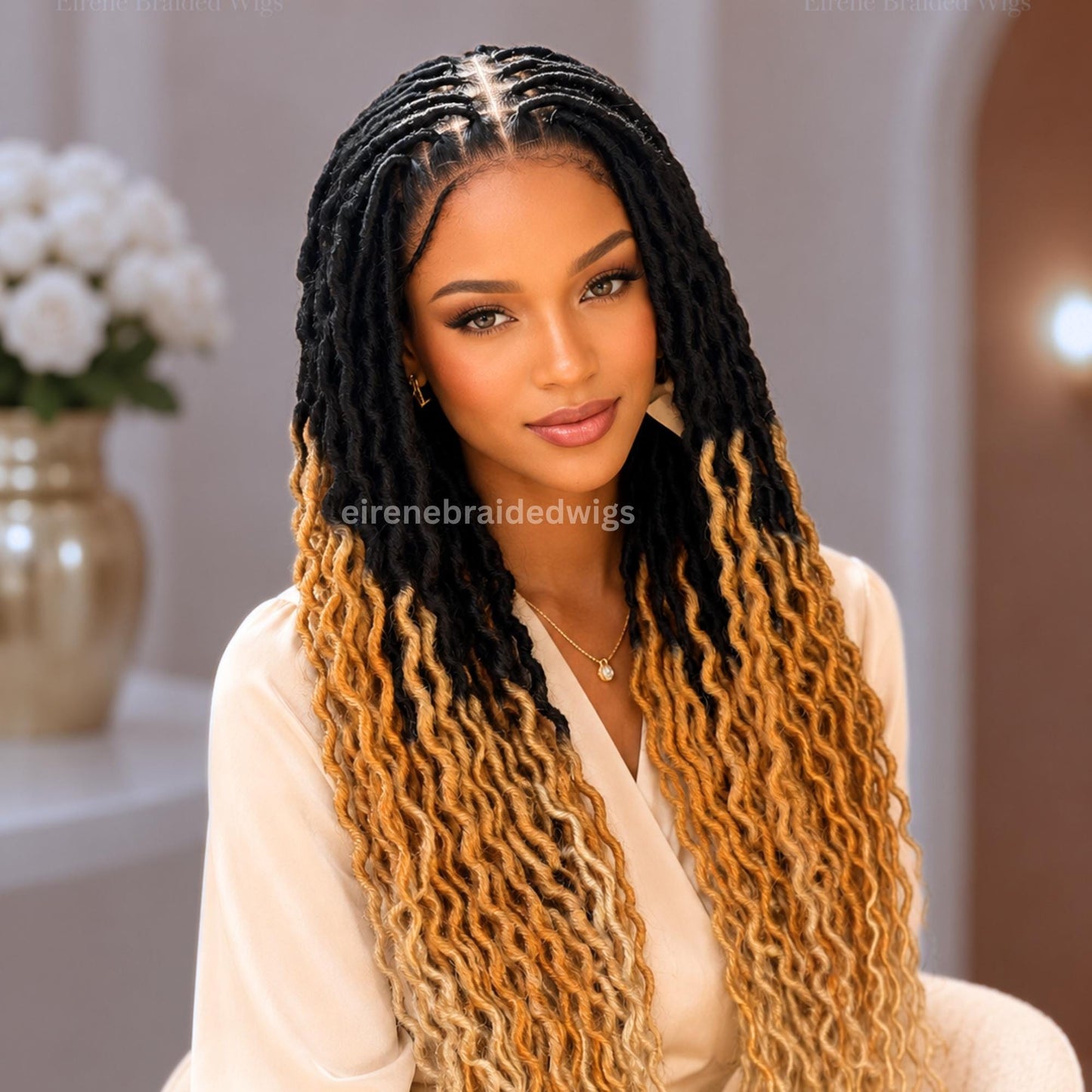 Braided Wigs for Black Women 30" Faux Locs Braid Wig – Full Lace – Boho Goddess Style – product image 2
