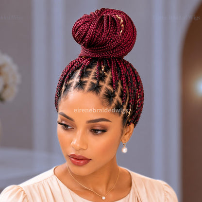 Braided Wigs for Black Women – Brown Blonde White Chunky Knotless Single Box Braids Wig – Full Lace Baby Hair 26in Jumbo Afro – product image 3