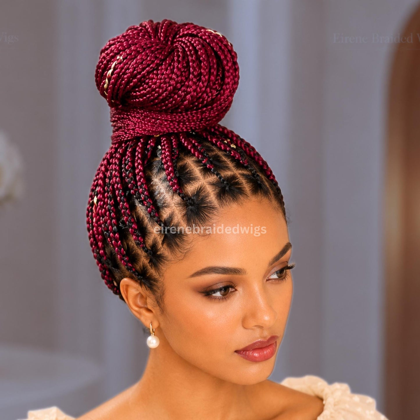 Braided Wigs for Black Women – Brown Blonde White Chunky Knotless Single Box Braids Wig – Full Lace Baby Hair 26in Jumbo Afro – product image 1