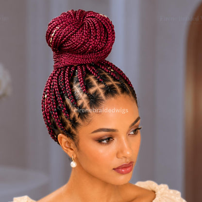 Braided Wigs for Black Women – Brown Blonde White Chunky Knotless Single Box Braids Wig – Full Lace Baby Hair 26in Jumbo Afro – product image 1