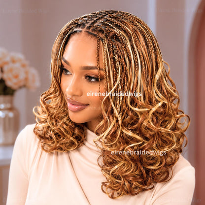Braided Wigs for Black Women 16in Knotless Spanish Curls Braided Wig – Lace Frontal Box Bob Braids – product image 3