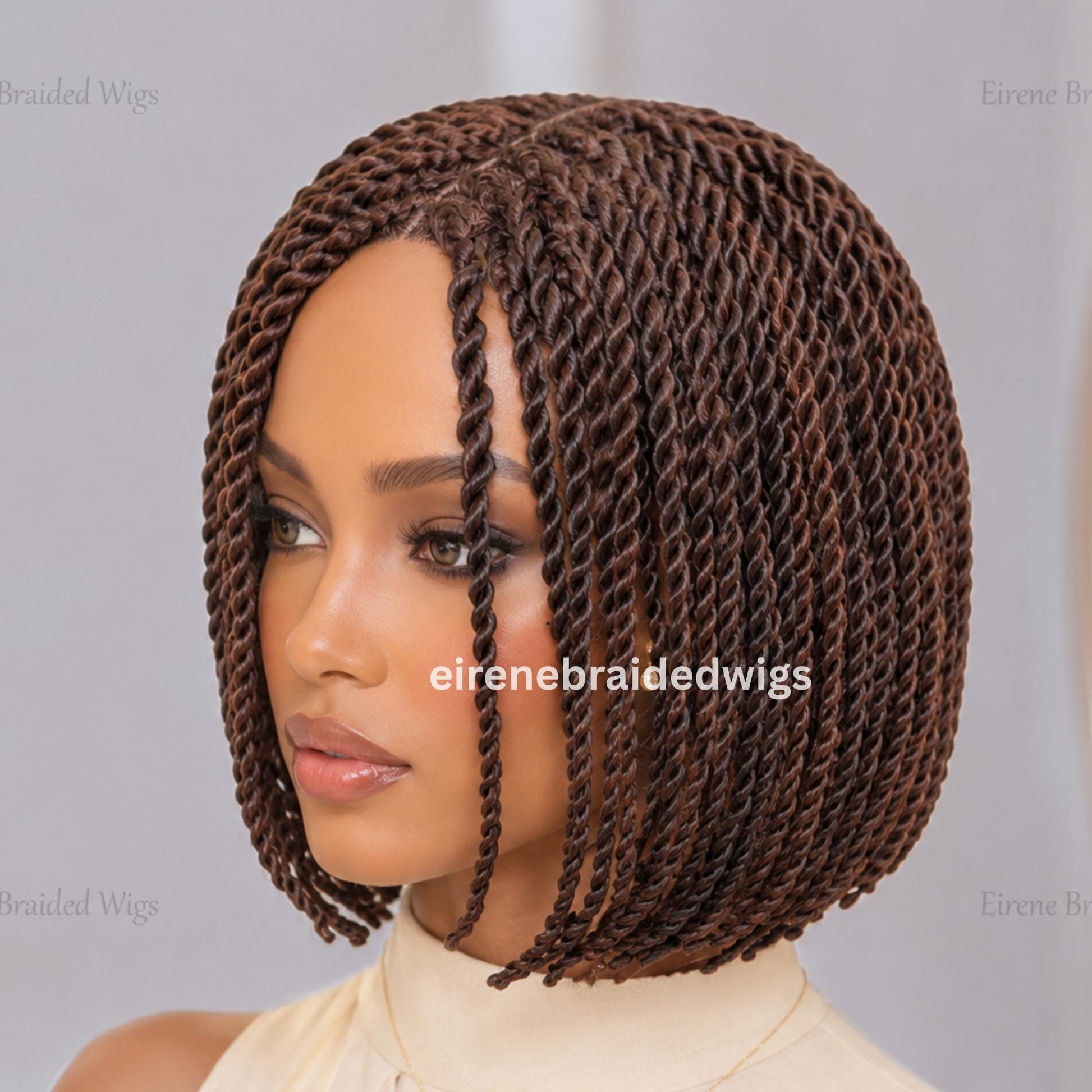 Braided Wigs for Black Women – Short Bob Braided Wig – Brown Women's Lace Front Wig – product image 2