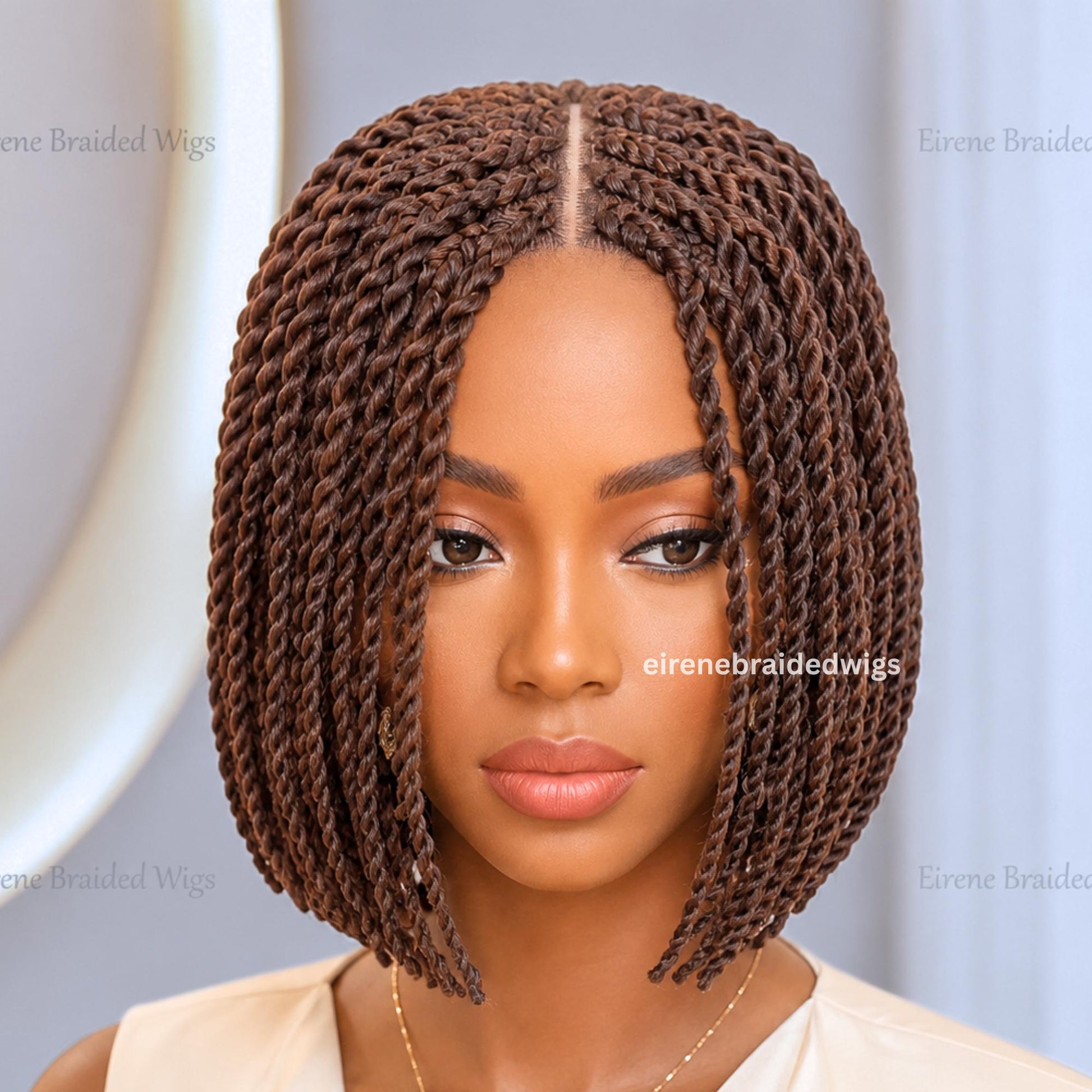 Braided Wigs for Black Women – Short Bob Braided Wig – Brown Women's Lace Front Wig – product image 4