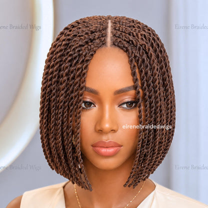 Braided Wigs for Black Women – Short Bob Braided Wig – Brown Women's Lace Front Wig – product image 4