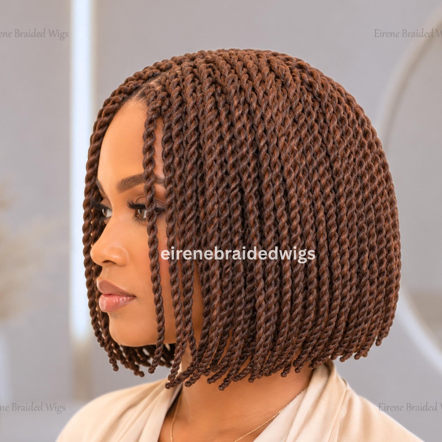 Braided Wigs for Black Women – Short Bob Braided Wig – Brown Women's Lace Front Wig – product image 1