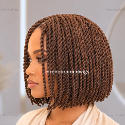 Braided Wigs for Black Women – Short Bob Braided Wig – Brown Women's Lace Front Wig – product image 1