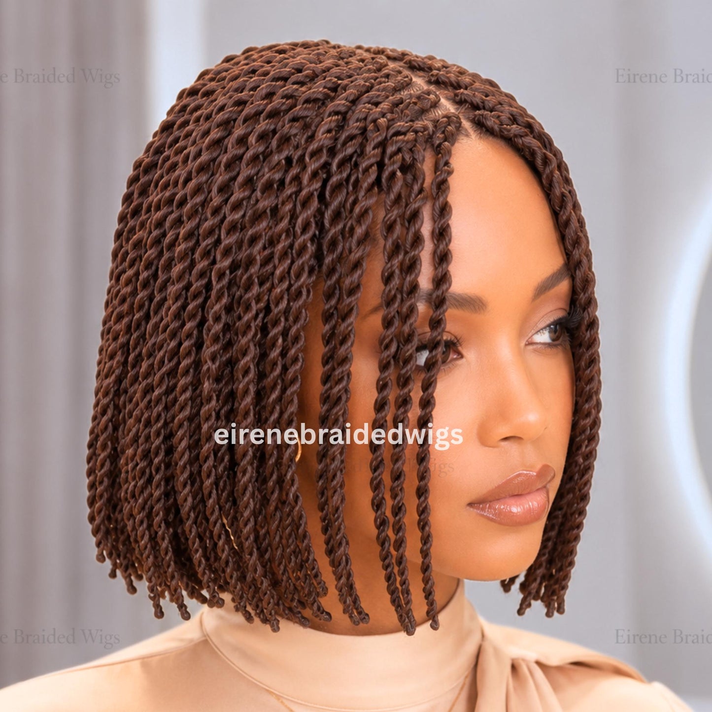 Braided Wigs for Black Women – Short Bob Braided Wig – Brown Women's Lace Front Wig – product image 3