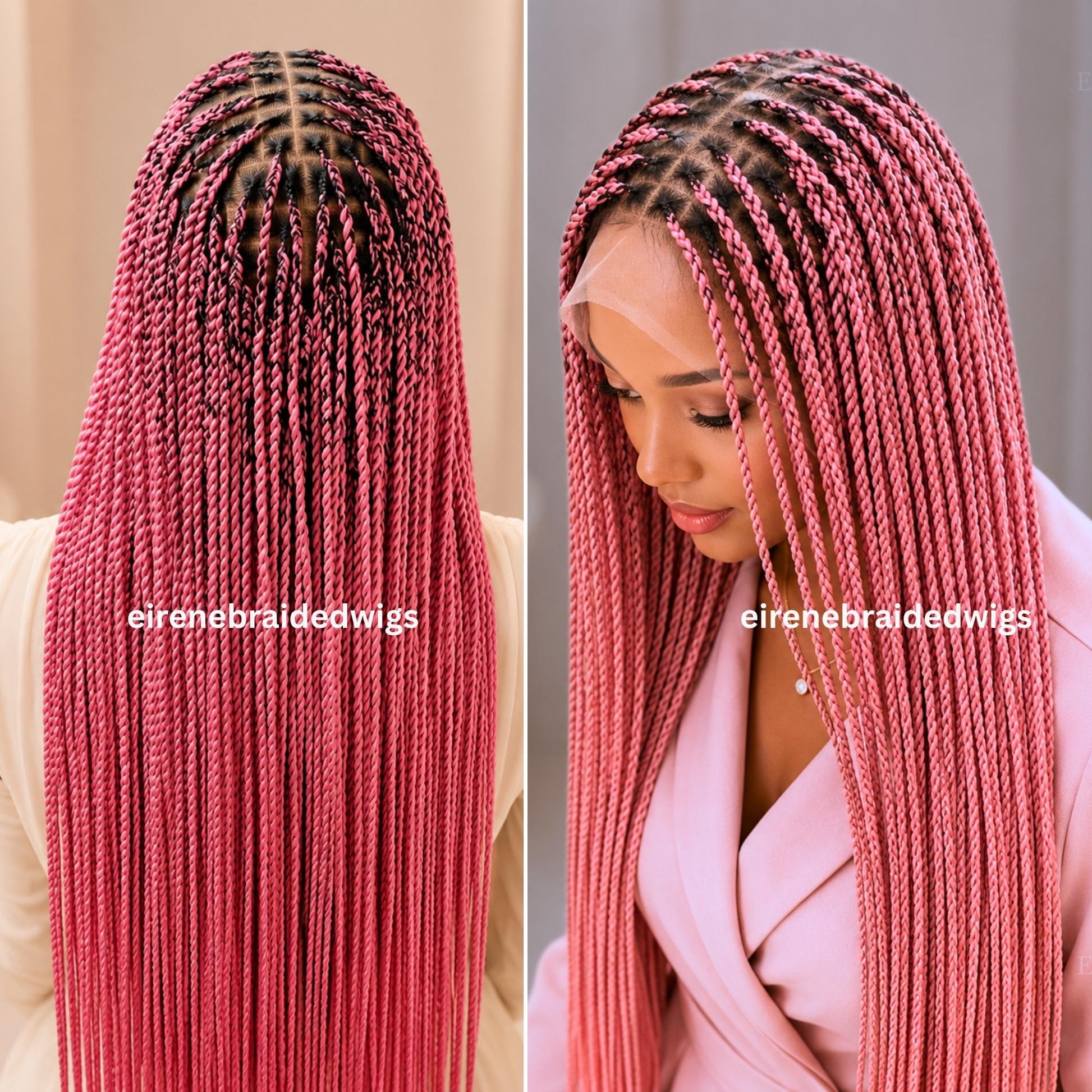 Braided Wigs for Black Women – Senegalese Twist Braided Wig – 30-Inch Full Lace Pink Lightweight Wig – product image 1