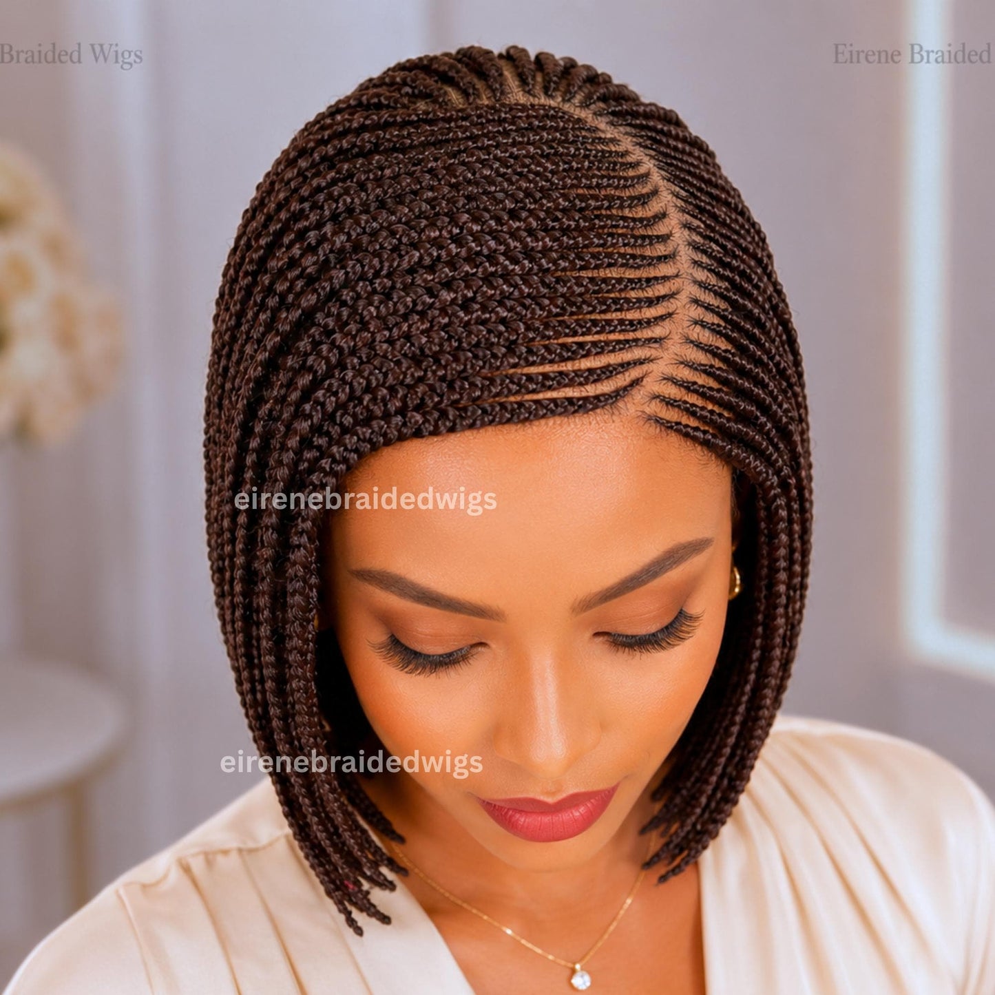 Braided Wigs for Black Women Bob Braids Wig – Short Brown Cornrow Wig – product image 1